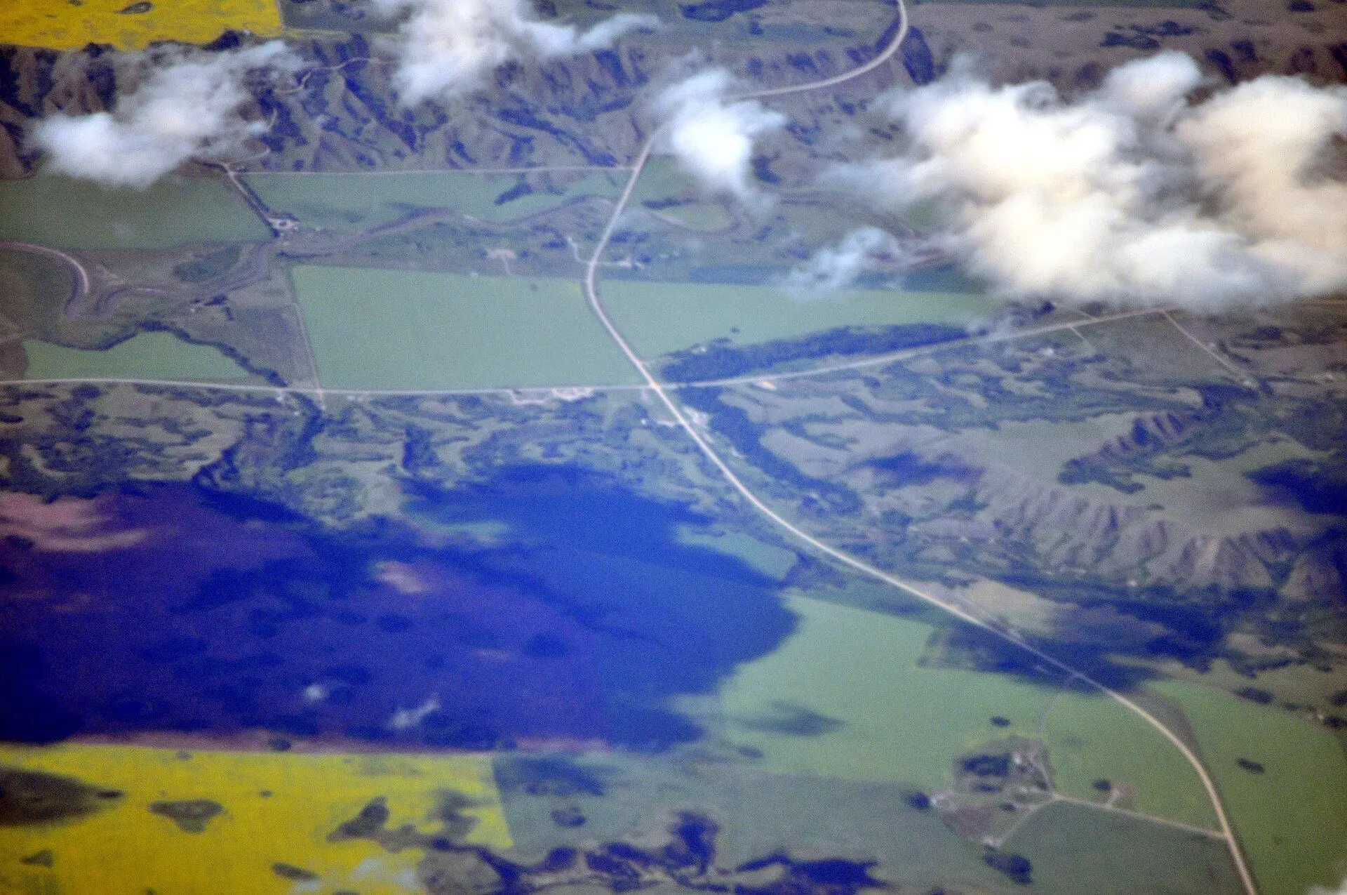 Aerial view of Highway 640 south of Cupar
